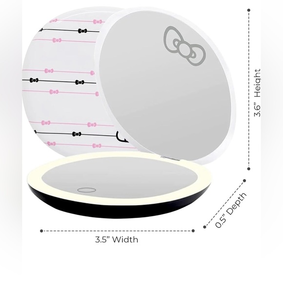 Hello Kitty Stripe LED Light Compact Mirror -Adjustable Daylight 3XMagnification - Picture 1 of 9